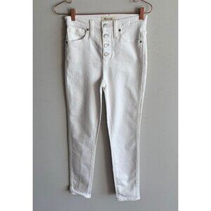 Madewell Womens Button Fly High Rise Fitted Skinny Crop Jeans White Sz 26